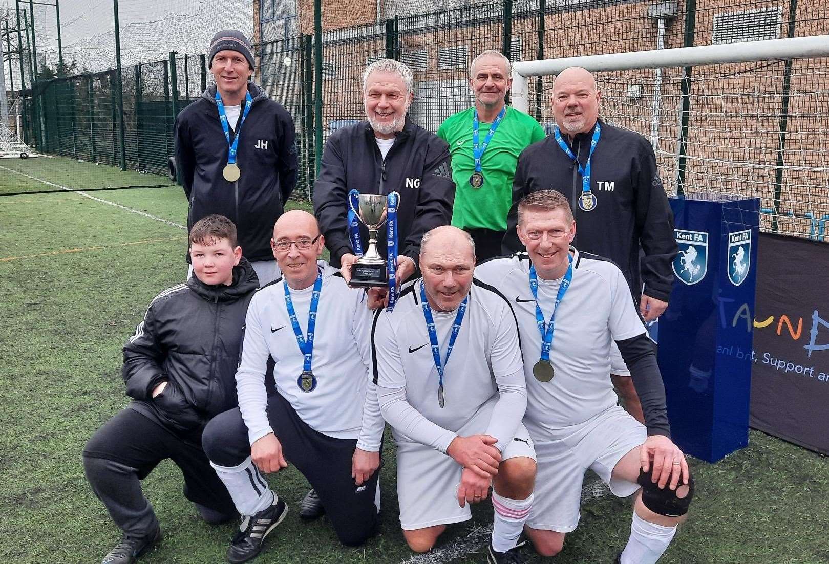 Woodnesborough celebrate their latest walking football triumph