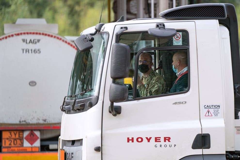 The military has been drafted in to drive tankers to deliver fuel (Joe Giddens/PA)