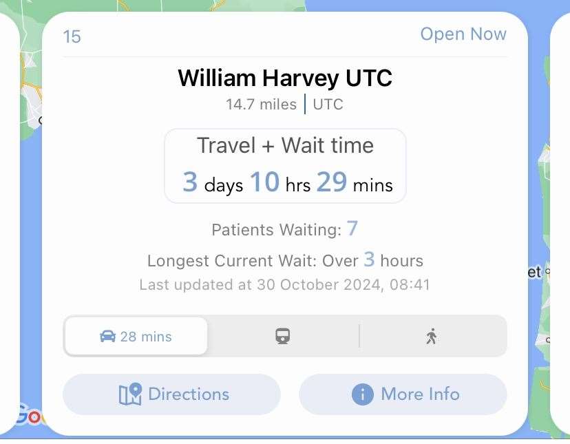 The WaitLess app tracks the waits at urgent treatment centres in Kent