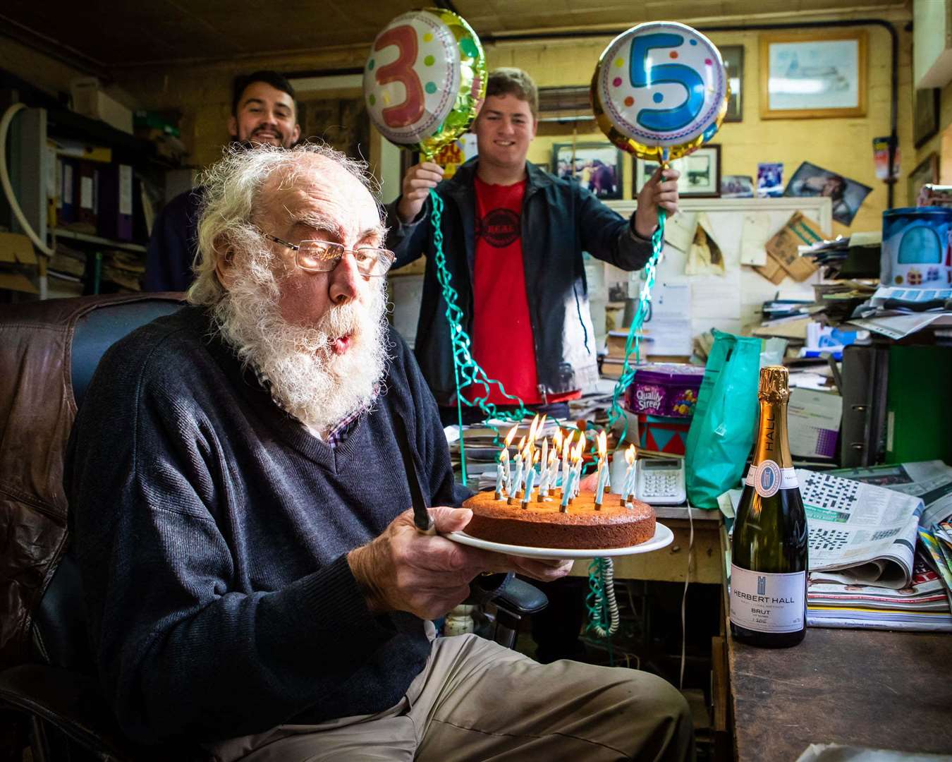 Bob Dockerty founded Larkins Brewery at Chiddingstone, Edenbridge, in 1986. Here he celebrates its 35th anniversary. Picture: Larkins Brewery