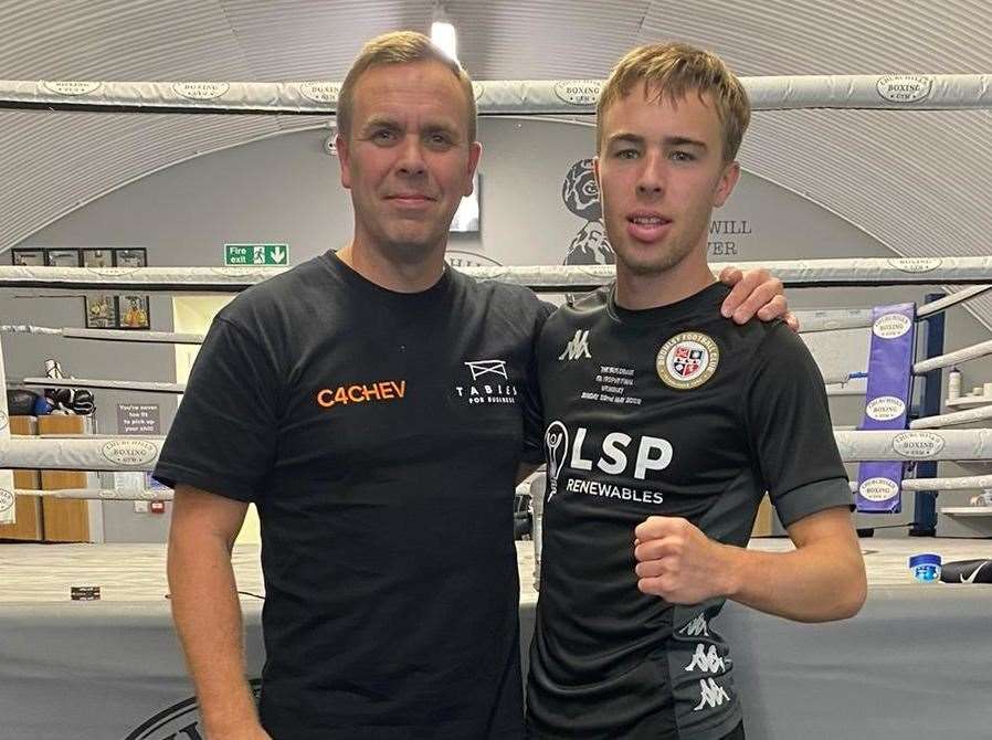 Bromley boxer Harry Mullins and his coach and father Samm