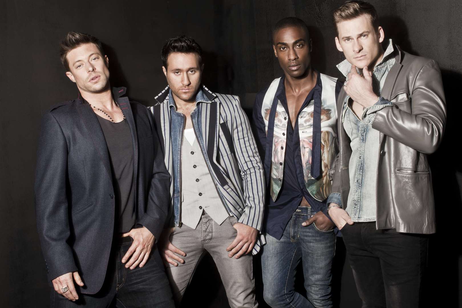 Lee Ryan with his bandmates in Blue