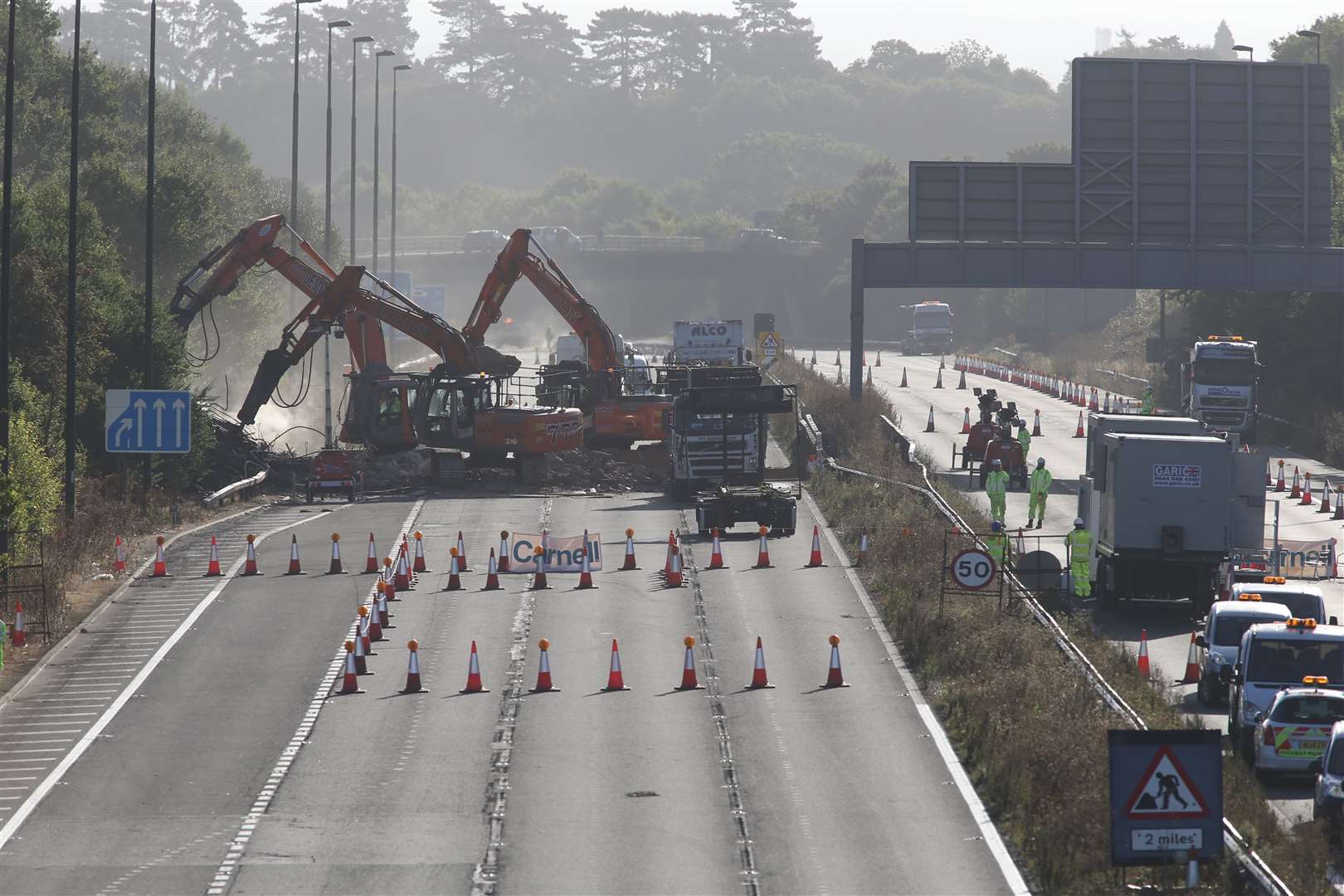 Heavy machinery brought in to remove debris