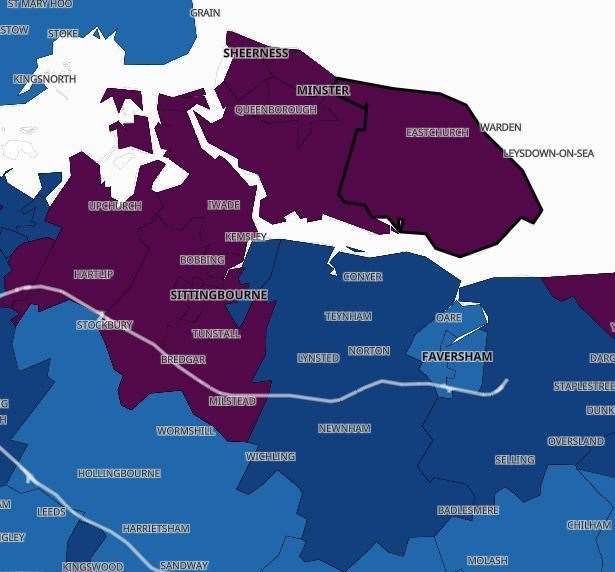 The Covid-19 infection rate in Swale is the highest in the country. Picture: Public Health England