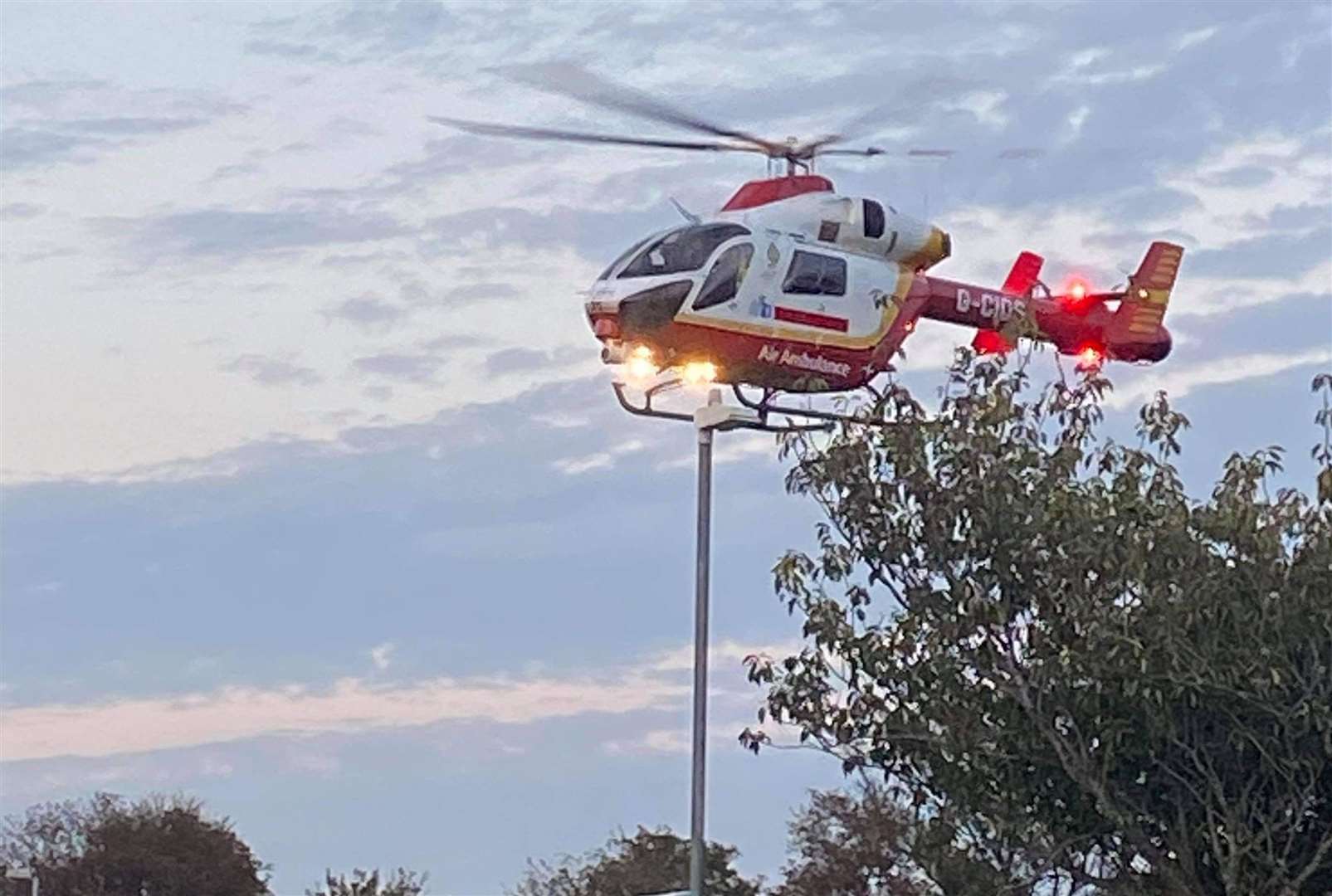 The air ambulance takes off from the scene in Deal Picture: John Sheridan