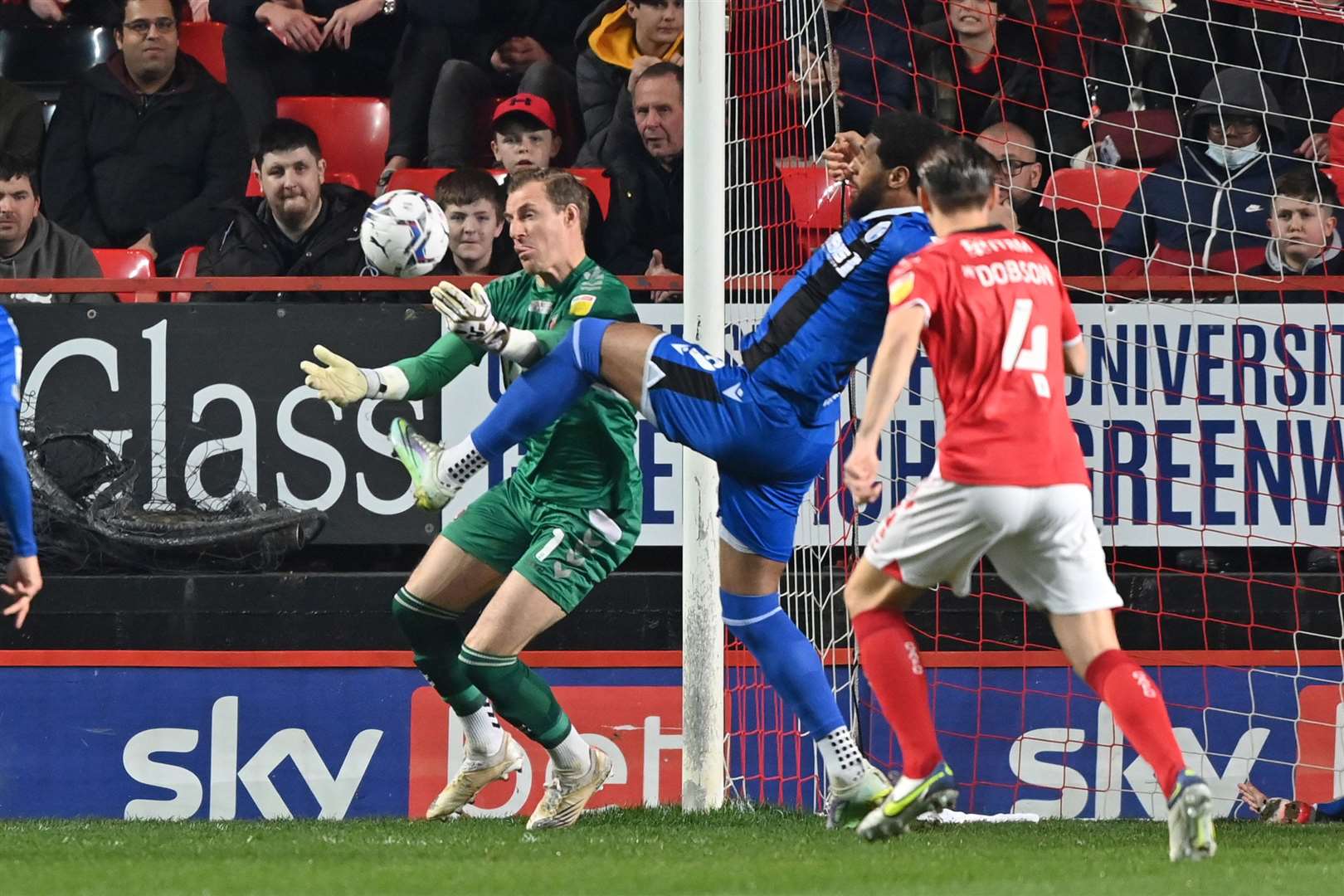 Vadaine Oliver attempts to beat the Charlton keeper to the ball Picture: Keith Gillard