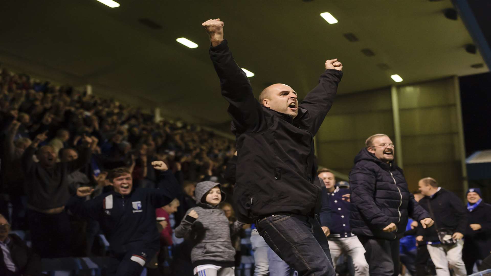 Fans in the Rainham End celebrating another Tom Eaves goal Picture: Andy Payton