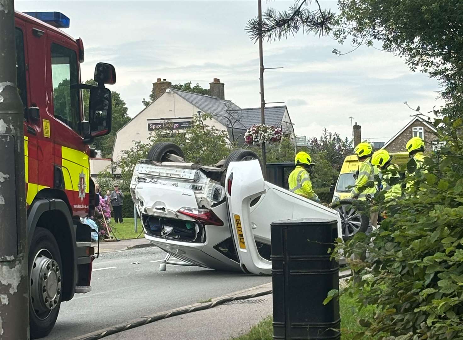 Fire crews attending the crash in Heath Road, Coxheath. Picture: Kerry Jeffery