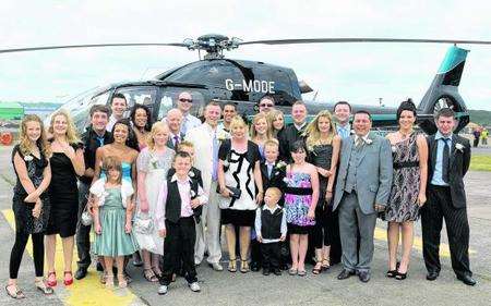 Mark Day joins guests at his wedding