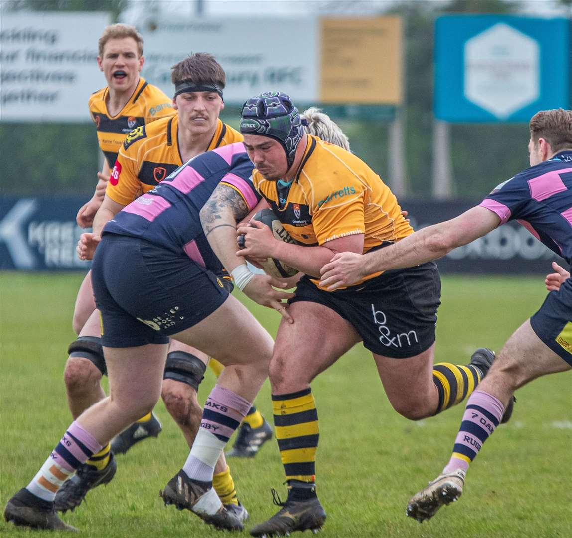 Cameron Macmillan on the charge for Canterbury against Sevenoaks. Picture: Phillipa Hilton