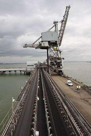 Kingsnorth Power Station jetty where hundreds of eco-protesters are due to land next month