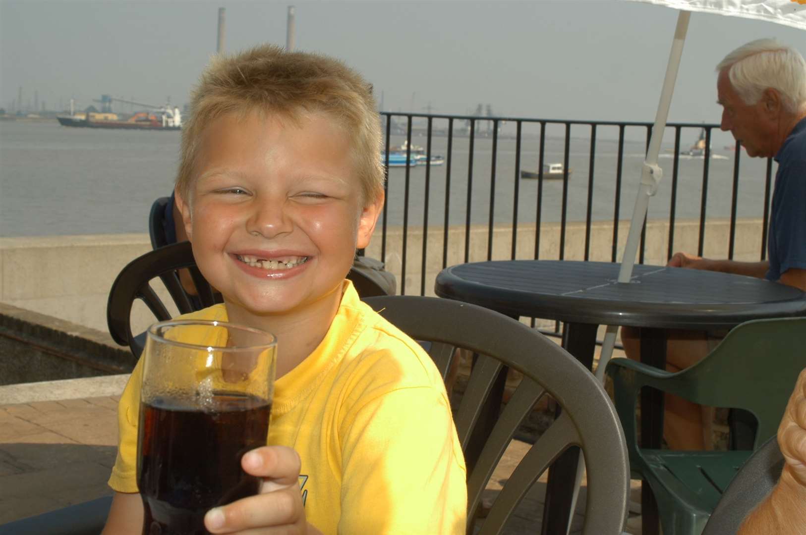 Nathan Wyatt drinking in the garden of the Three Daws in Gravesend back in 2003. Picture Steve Crispe