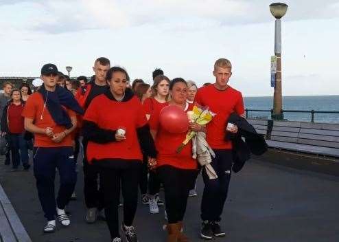 Lucas' mum leading a vigil in Deal