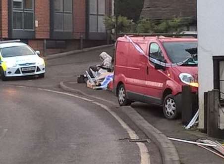 The van crashed into the house. Picture: Lawrence Bestow.