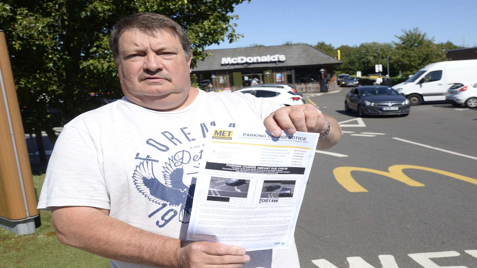 Robert Newton at McDonald's in Bobbing, where he received the fine