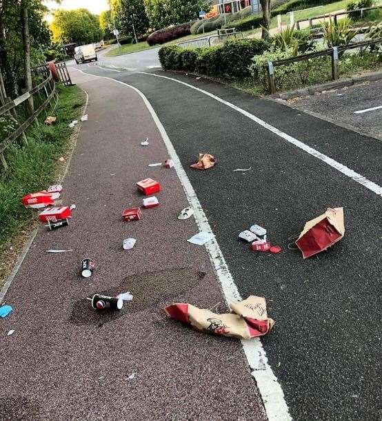 Boxes and cups have been left on the Eureka Park site in Ashford. Picture: Emily Nichols