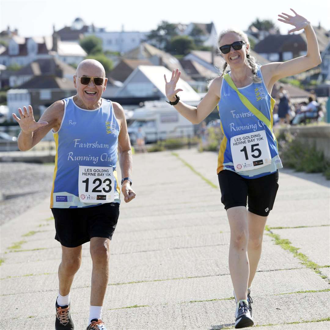 Ray Johnson and Katie Bates of Faversham Running Club are all smiles in the sun. Picture: Barry Goodwin (58030941)