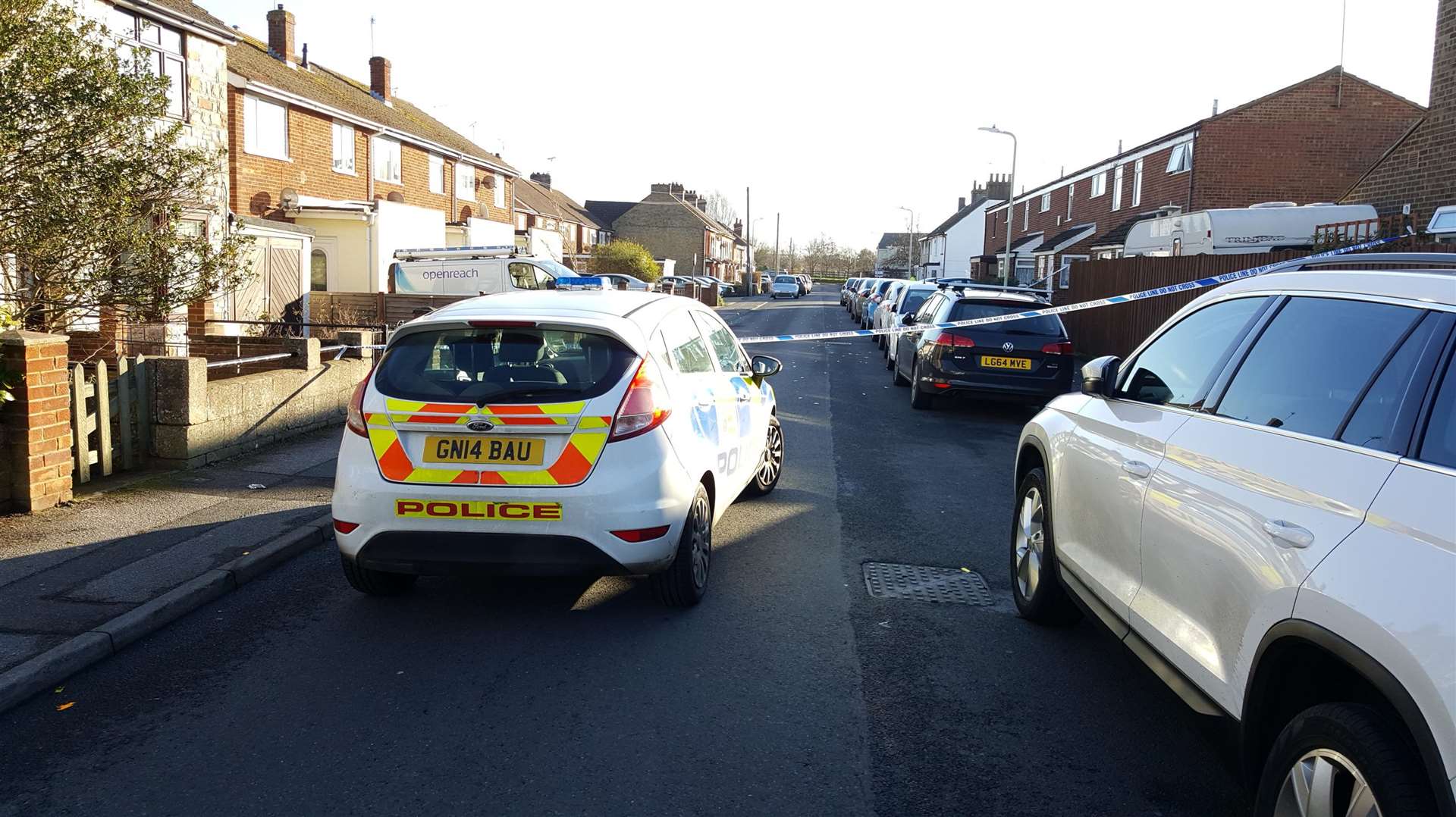 The scene of the 'stabbing' in Canterbury Road, Willesborough