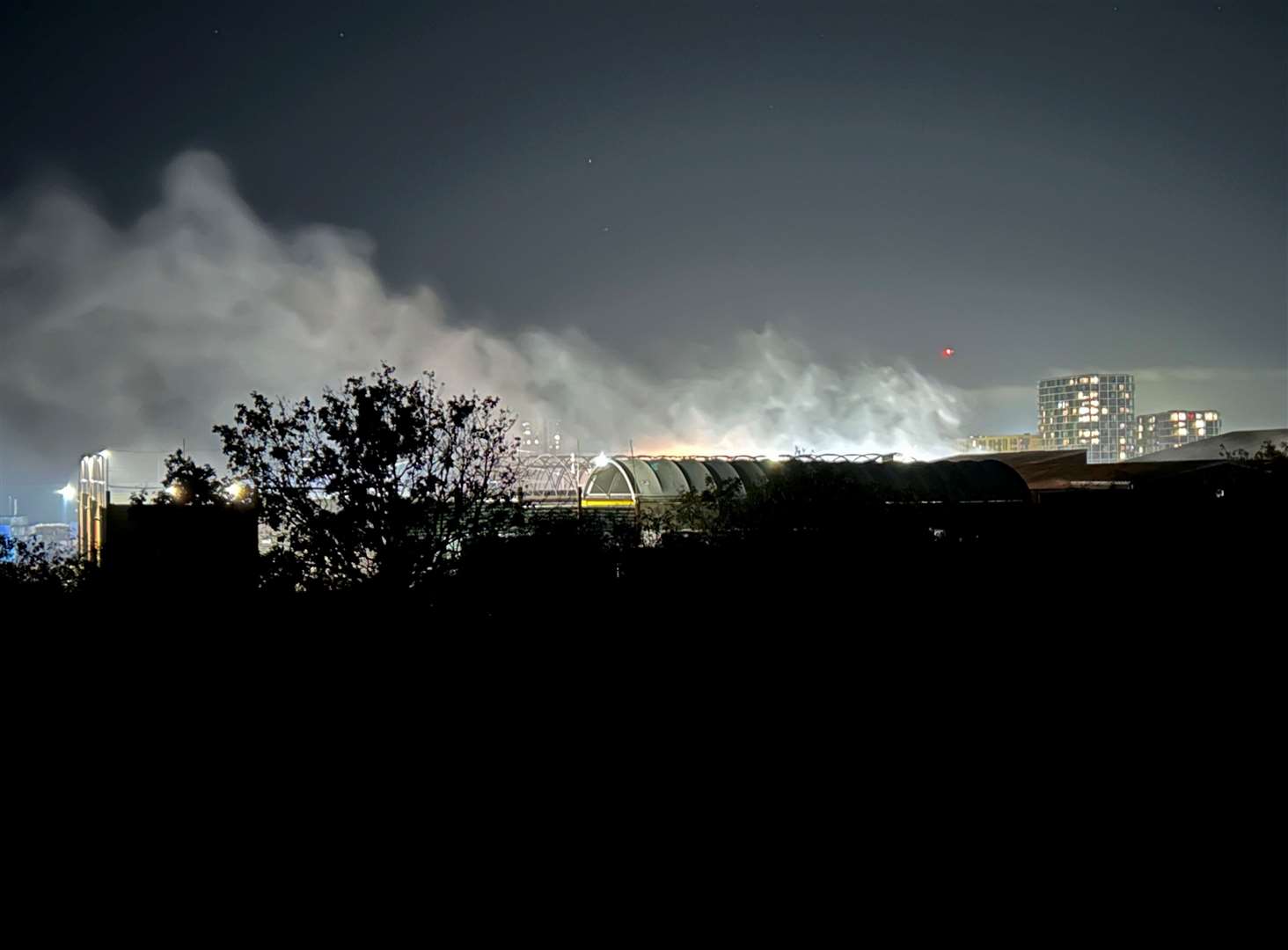 Smoke could be seen coming from a recycling centre at Chatham Docks. Picture: Brad Harper