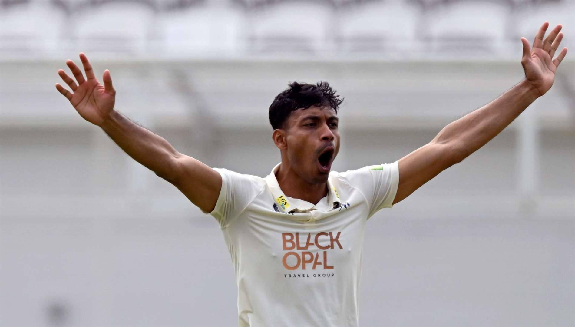 New Kent bowler Arafat Bhuiyan in action at The Kia Oval on his debut. Picture: Keith Gillard