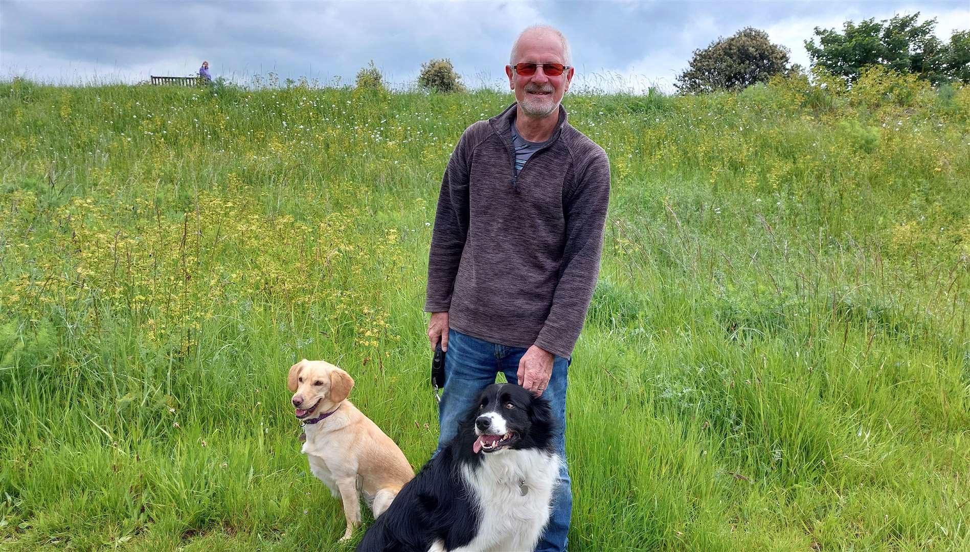 Dover resident Steve Long with dogs Bart and Poppy