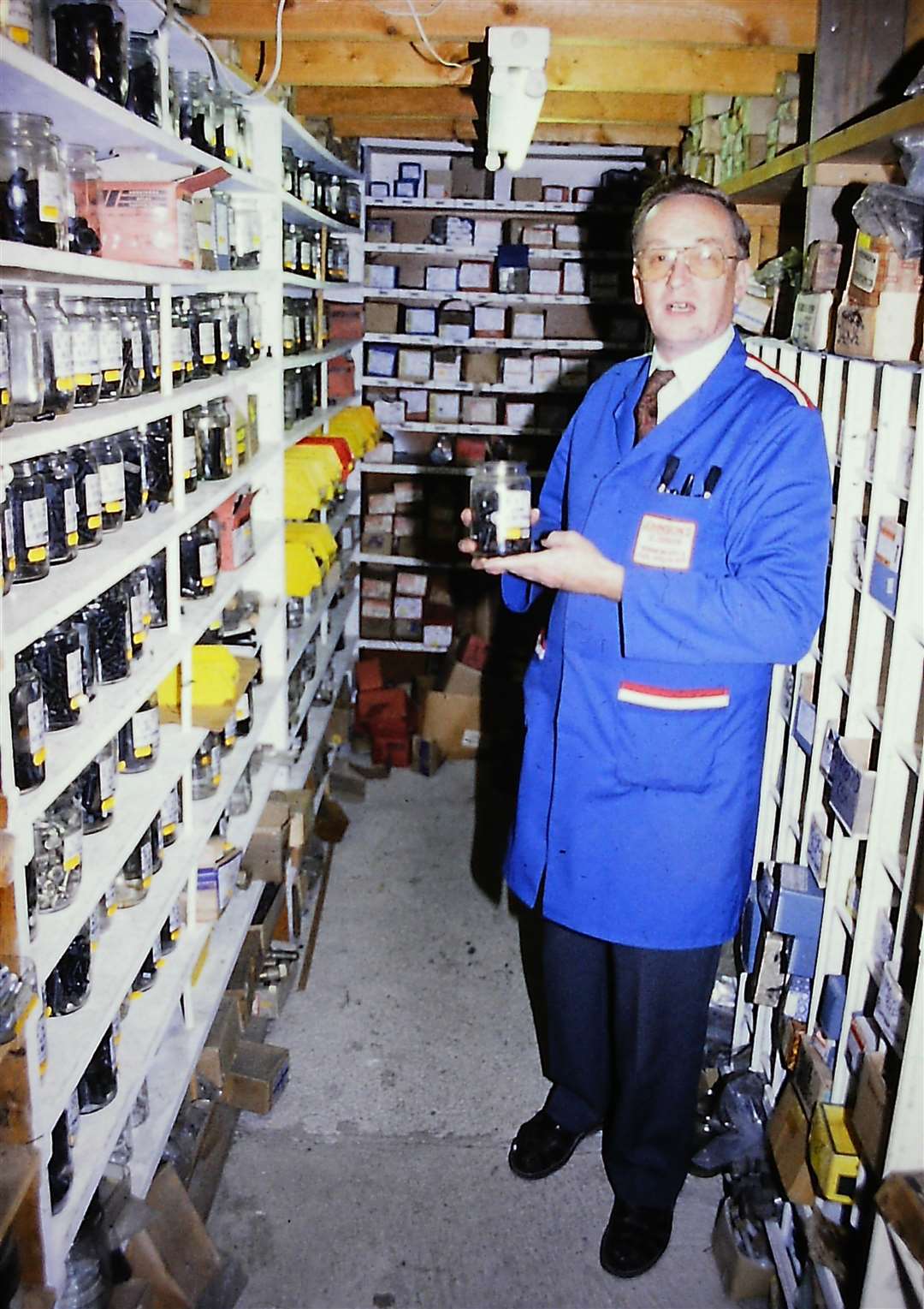 Popular shopkeeper Russell Johnson in his hardware store