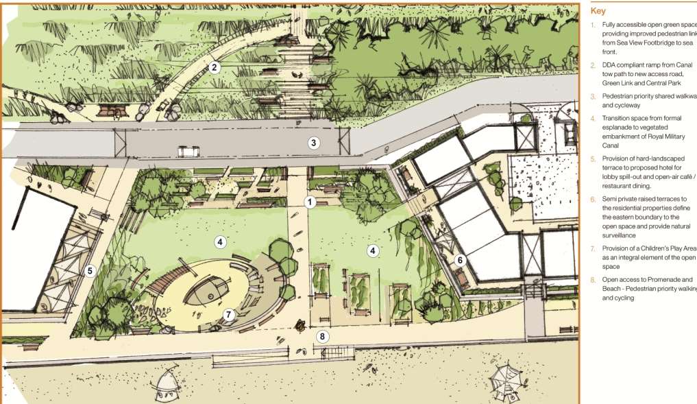 Sketch of the central space for Princes Parade