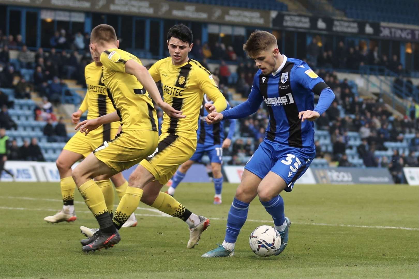 Charlie Kelman in action for Gillingham against Burton Albion Picture: KPI (54284048)