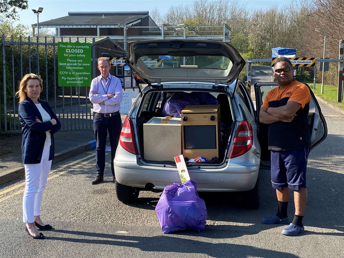 MP Natalie Elphicke and DDC leader Trevor Bartlett at Whitfield Household Waste Recycling Centre