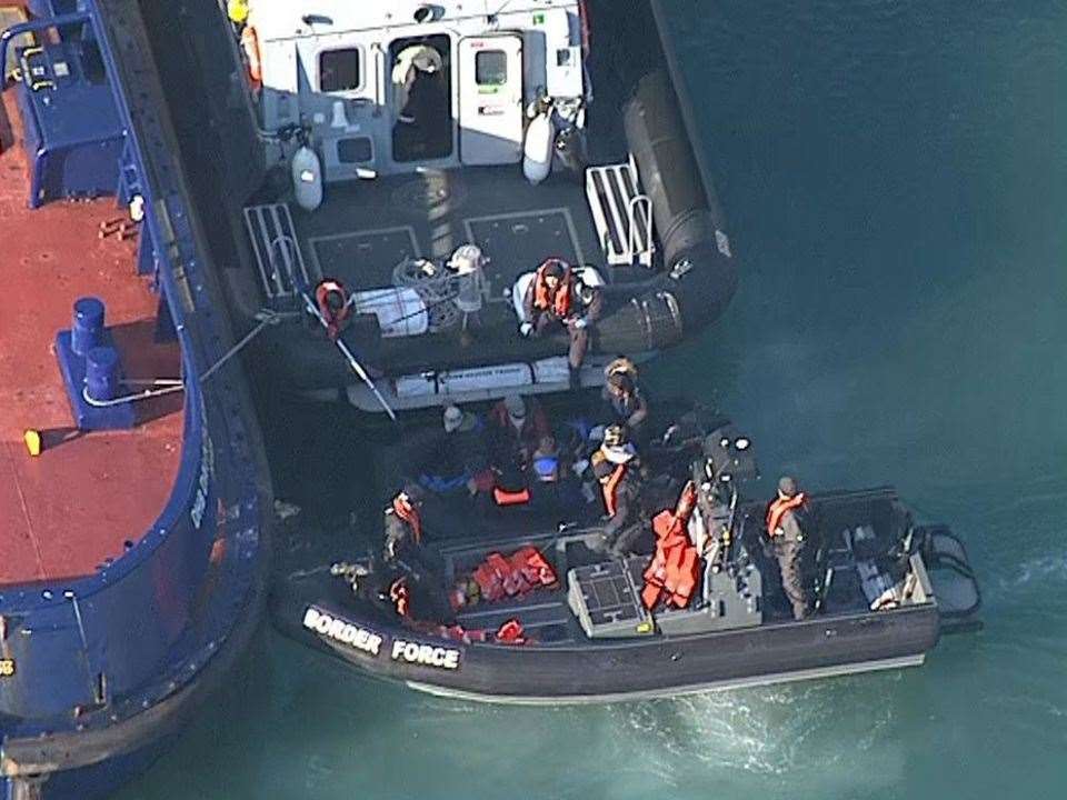 A boat being towed into Dover. Picture courtesy of Sky News