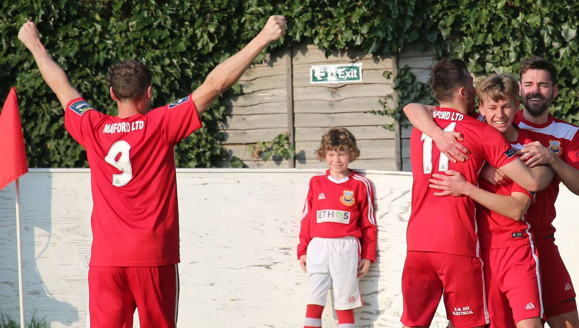 Whitstable Town celebrate Harry Stannard's winning goal against Cray Wanderers.