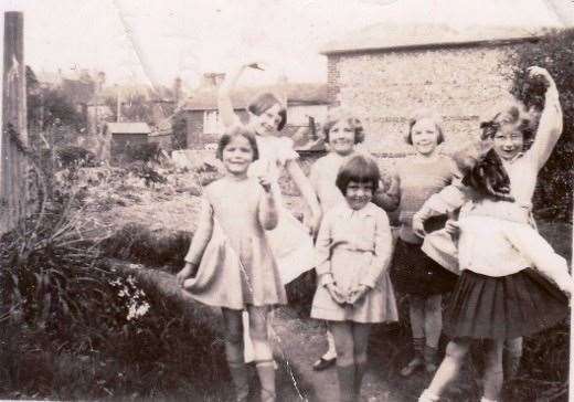 This photo shows Audrey Hepburn, then known as Ruston (2nd from the left) with other children from Elham. Picture: Sampson Family Collection