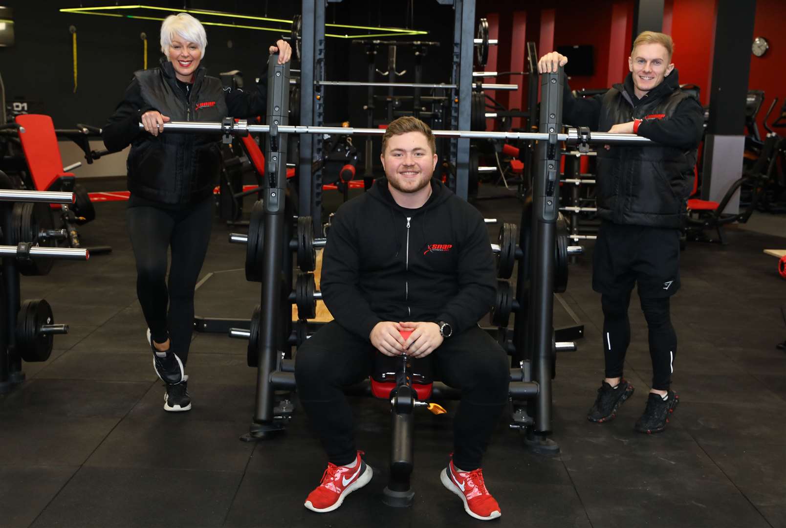 Area manager Emma Ashby with gym managers Ben Tucker and TJ Thompson