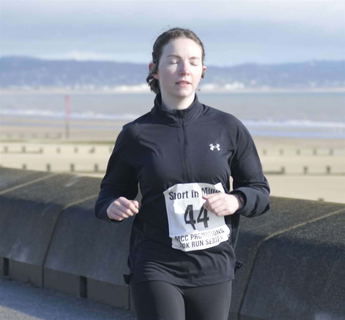 Lydia Day (No.44) on the Sea Wall at Dymchurch. Picture: Barry Goodwin