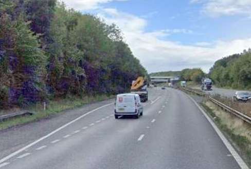 Drivers are facing delays on the M2 after a lorry began to lose its load near the Stockbury roundabout. Picture: Google Maps