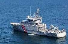 The ccoastguard vessel Jacques Oudart Fourmentin. off Le Touquet yesterday. Picture: Préfecture Maritime de la Manche et de la Mer du Nord