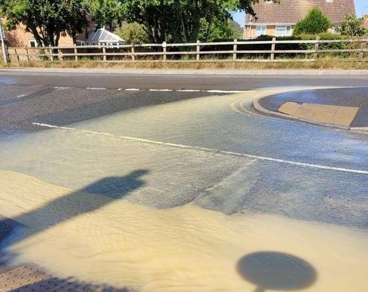 Burst water main in Paddock Wood. Picture: UKNIP