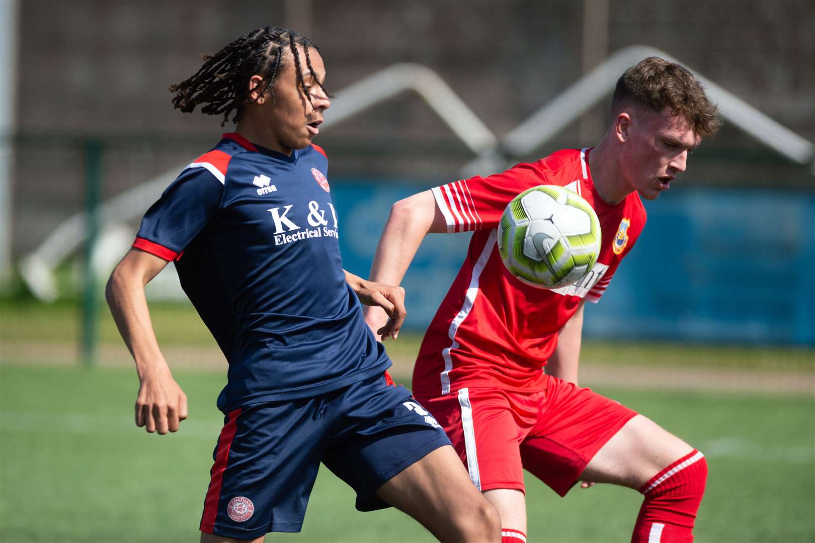 The Kent Merit Under-18 boys cup final saw Whitstable Town (red) face Chatham Town. Picture: PSP Images