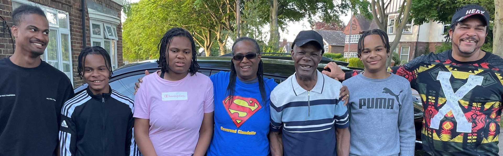 From left to right, Ramone, Christian, Heather, Claudette, Christian's grandad, Stanford, his brother Ioannis and his dad, Lenox