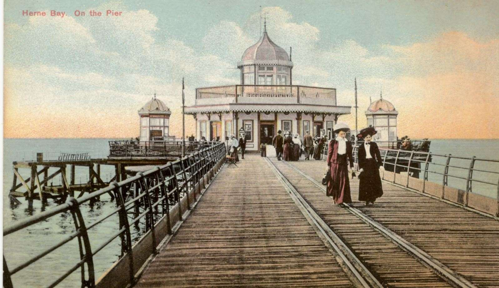 Herne Bay pier head at the turn of the century with the original small landing stage which was extended to allow larger vessels/boats to dock after the council took ownership of the pier in 1909. Picture: Barry Mount