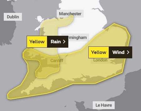 The weather warning covering Kent