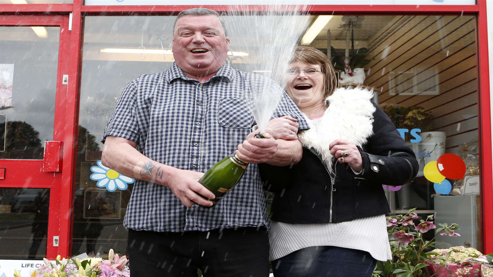 Con and Lorna celebrate their huge win