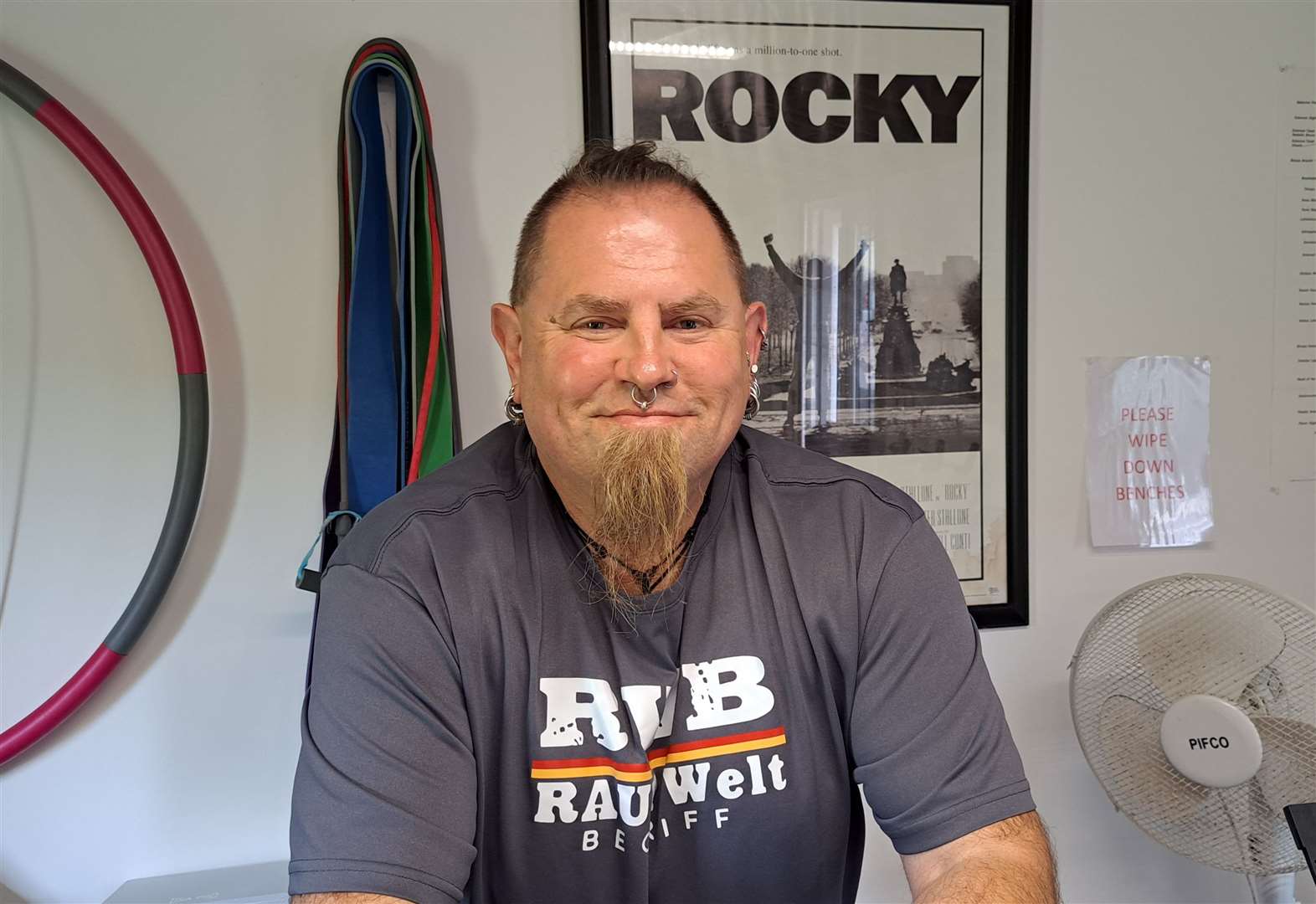 Steve Pope at the gym he helped set up at Emmaus, Dover