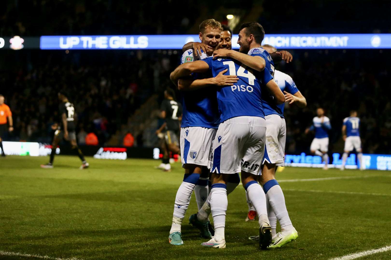 Gillingham celebrate scoring against Championship side Southampton Picture: @Julian_KPI