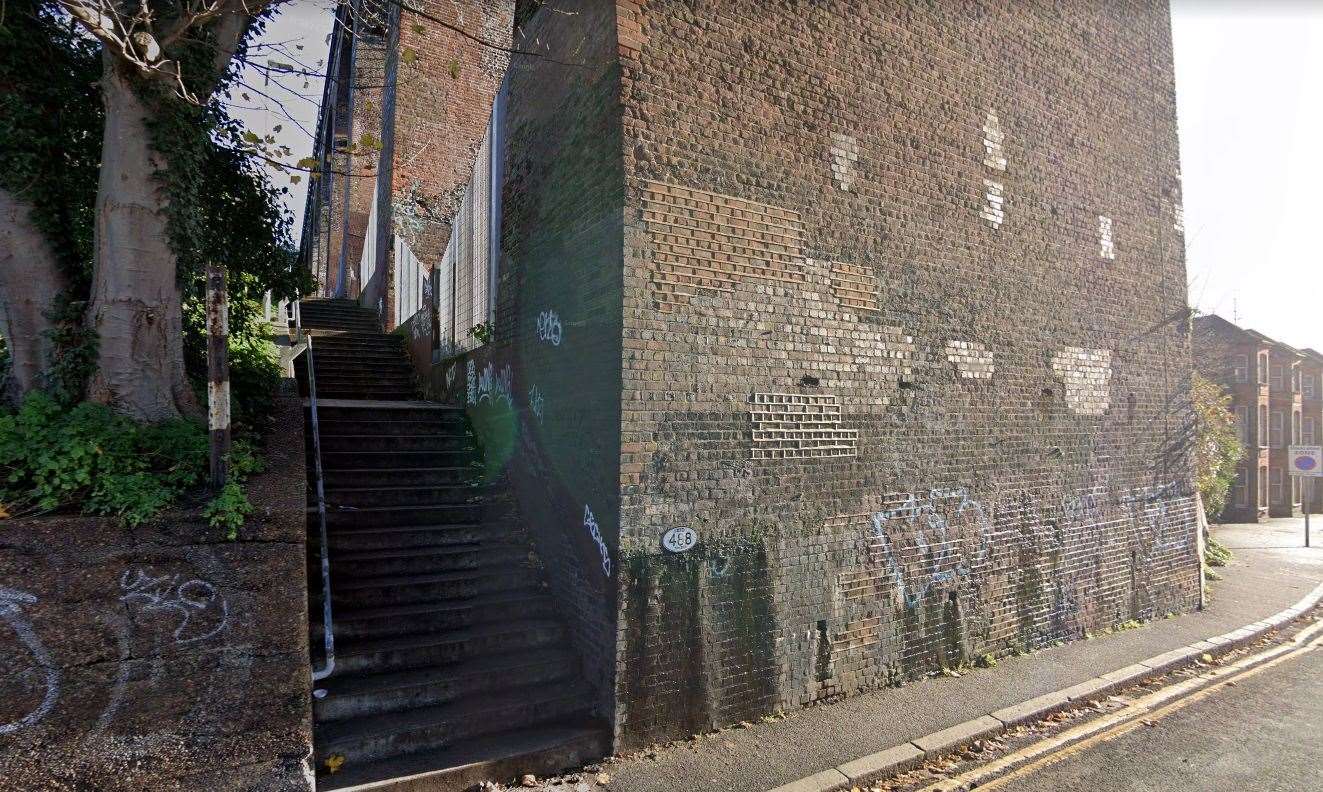 Officers were called to reports a man was assaulted on the steps. Picture: Google Maps