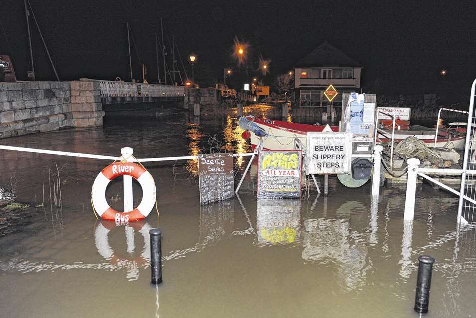 Flooding in Sandwich at the height of the surge in December 2013. Picture: Tony Flashman