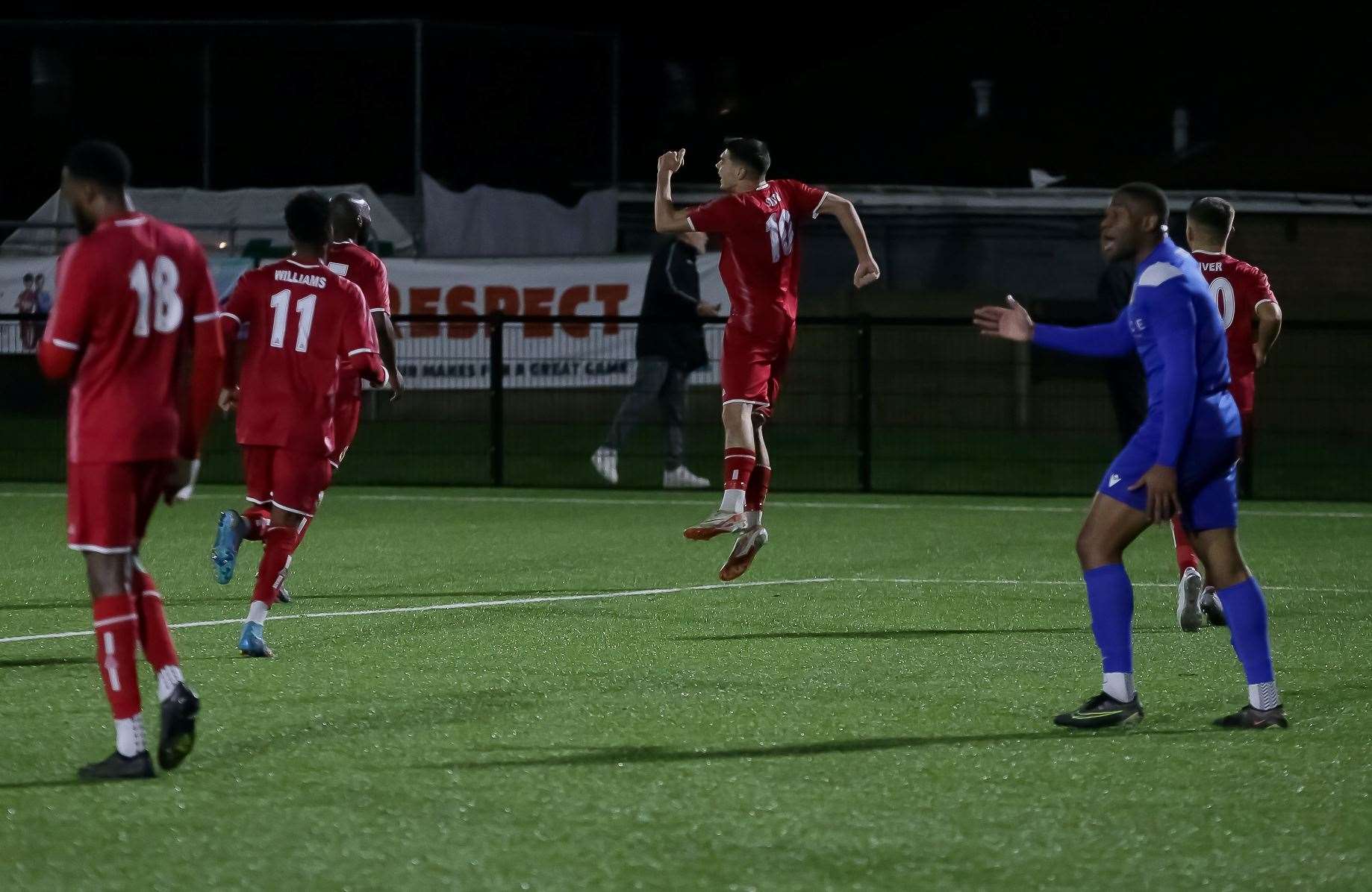 Harvey Smith celebrates his goal for Whitstable against Lydd Town Picture: Les Biggs