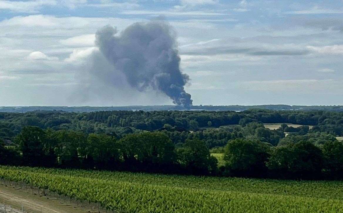 A tyre fire at Arnold Farm in Leeds, Maidstone, could be seen throughout the village. Picture: Layla Courteney-Sales