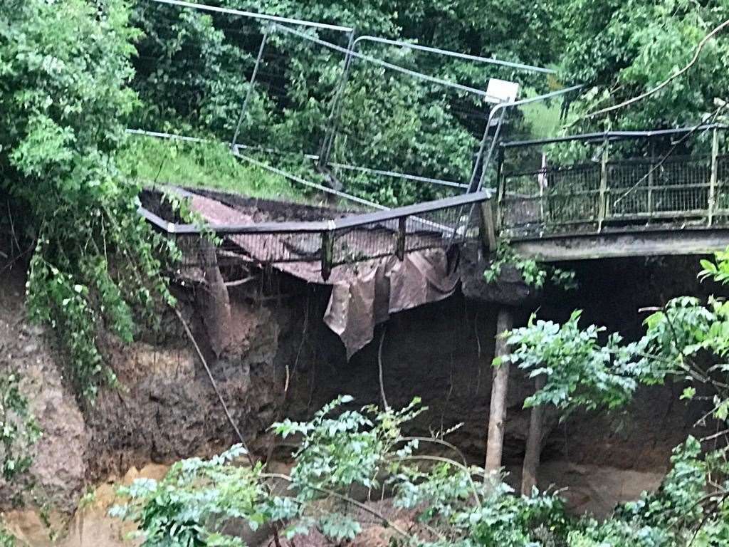 The collapsed bridge at Bishopstone Glen