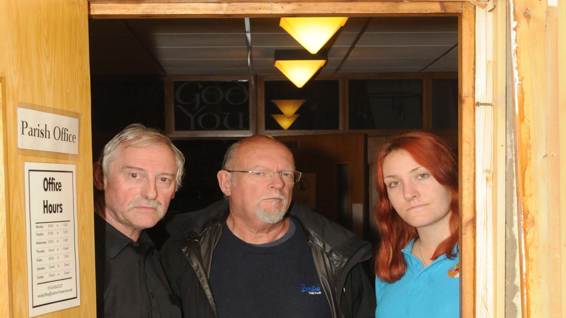 Catherine Honour, from Noah's Ark playgroup with church warden David Boss and Rev David Sutton.